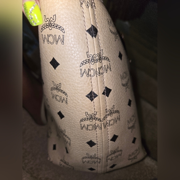 MCM Beige & Pink Stripe Shoulder Bag w/Certificate of Authenticity - Picture 11 of 15